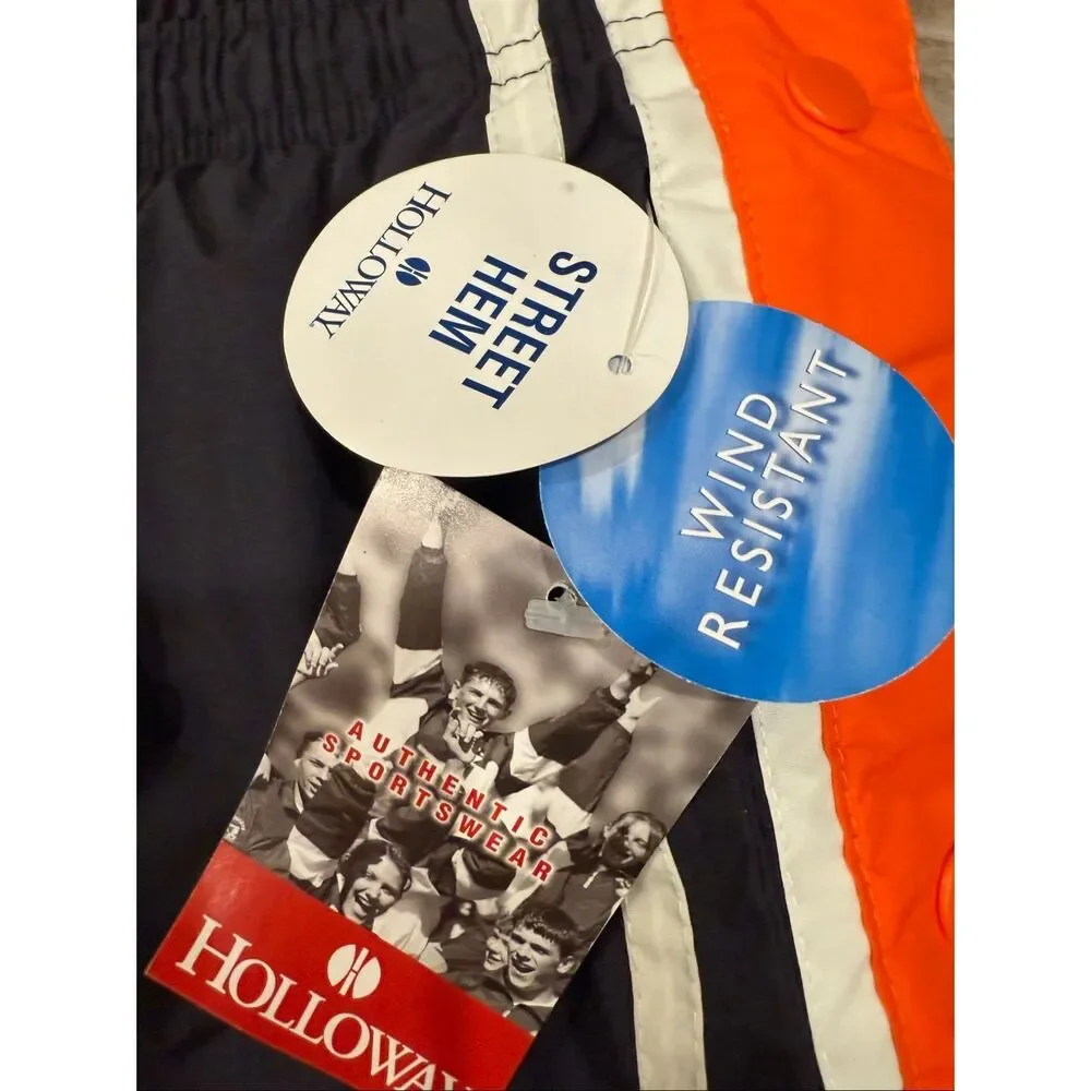 NWT Vintage Holloway Side Snap Athletic Track Pants Orange/Black Nylon Size Larg